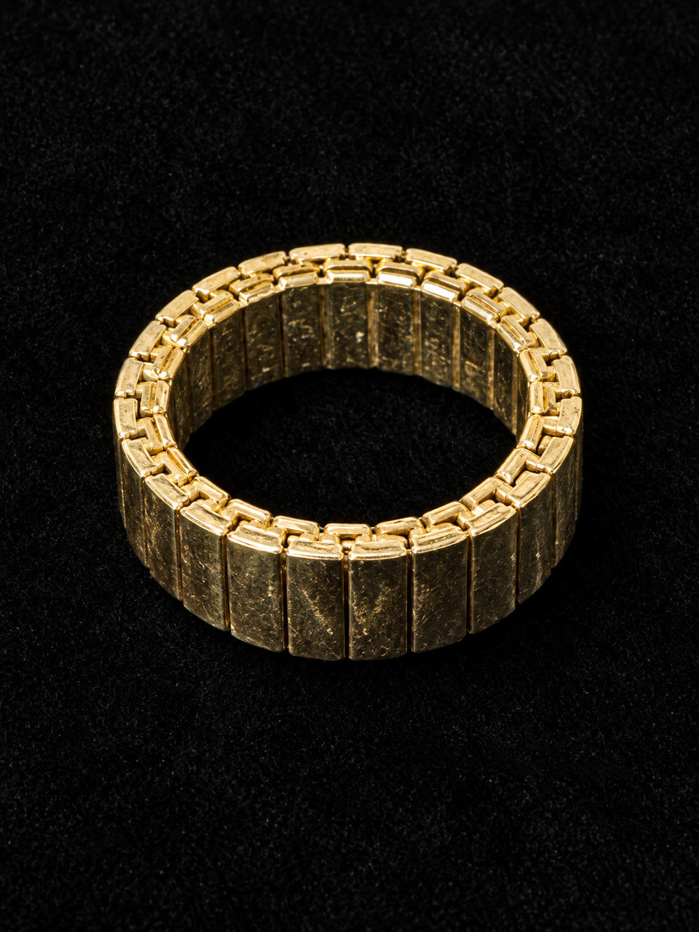 ⚜️ Gold-Tone Link Band Ring | Stretch Style | Vintage 1980s 💗